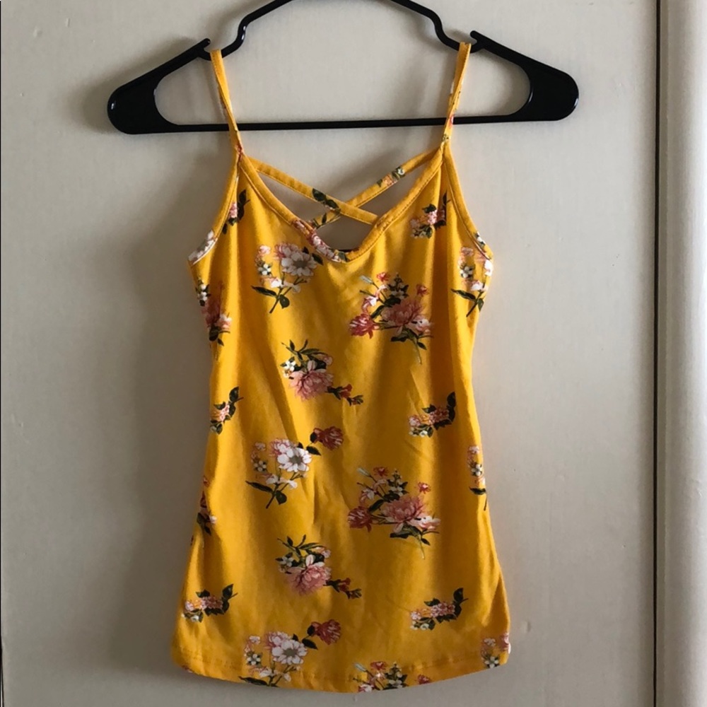Yellow, Floral, Spaghetti strap Shirt!